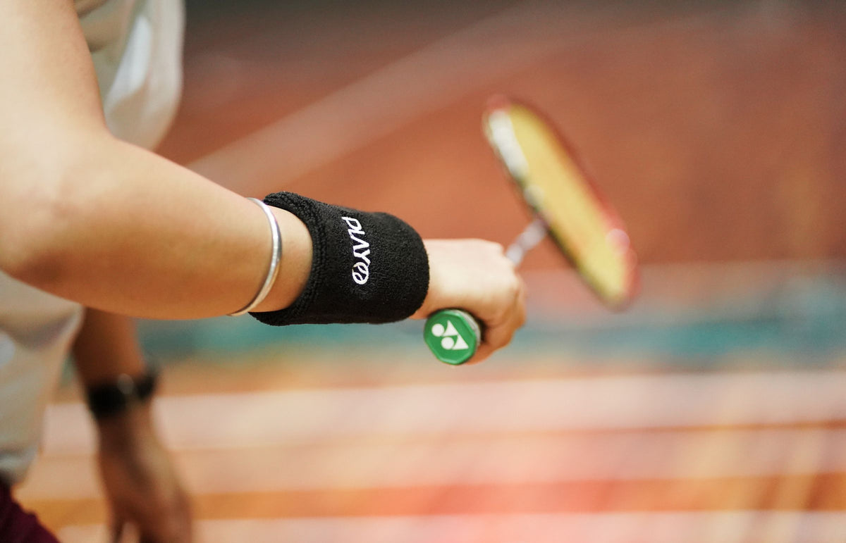 Badminton racket grip close-up