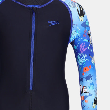 Girls Endurance 10 Essential All In One Suit - True Navy & Coral