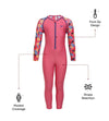 Girls Recycled Endura Brite All In One Full Body Suit - Fandango Pink & Bloominous