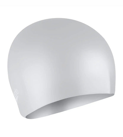 Women's Long Hair Silicone Swim Caps - Silver & White