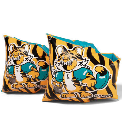 Unisex Aanadi Bengali Tiger Print Swim Confidence Armbands For Tot's - Orange & Green