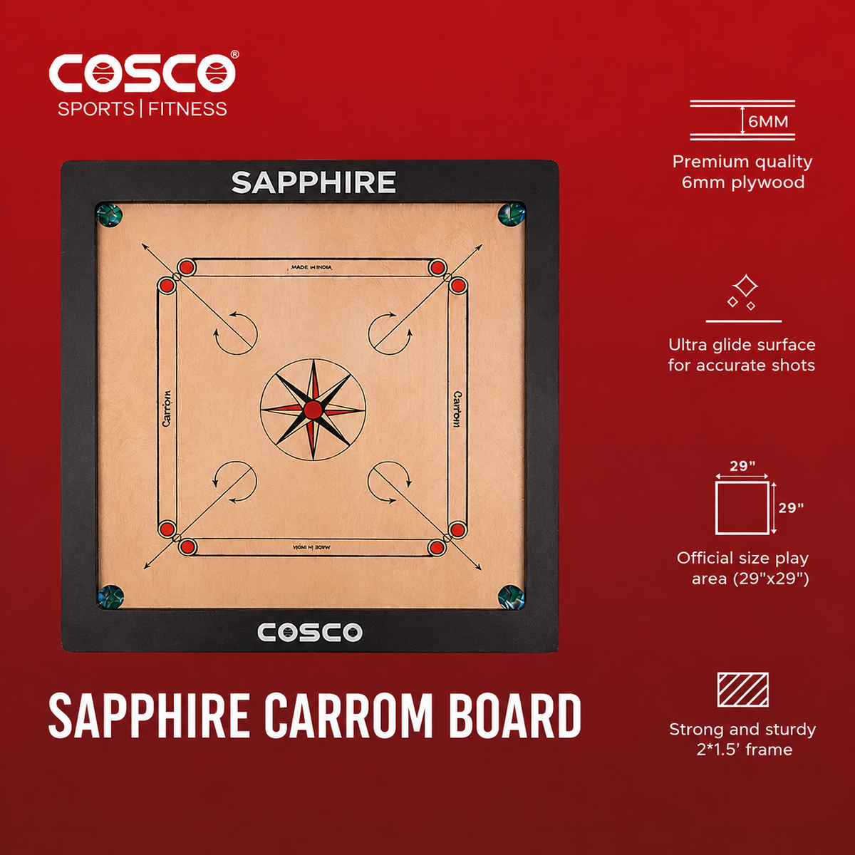 Carrom Board Sapphire 33 inches