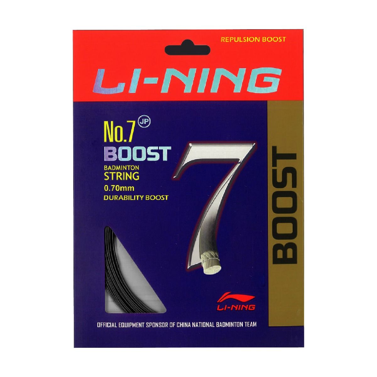 Li-Ning No. 7 Boost badminton string, Black variant, official source image 1