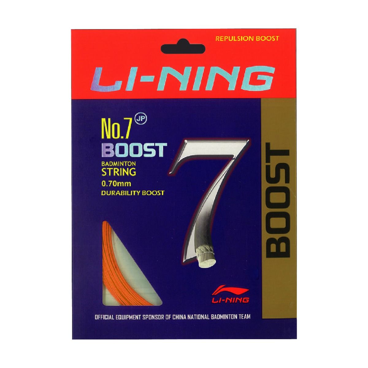 Li-Ning No. 7 Boost badminton string, Orange variant, official source image 1