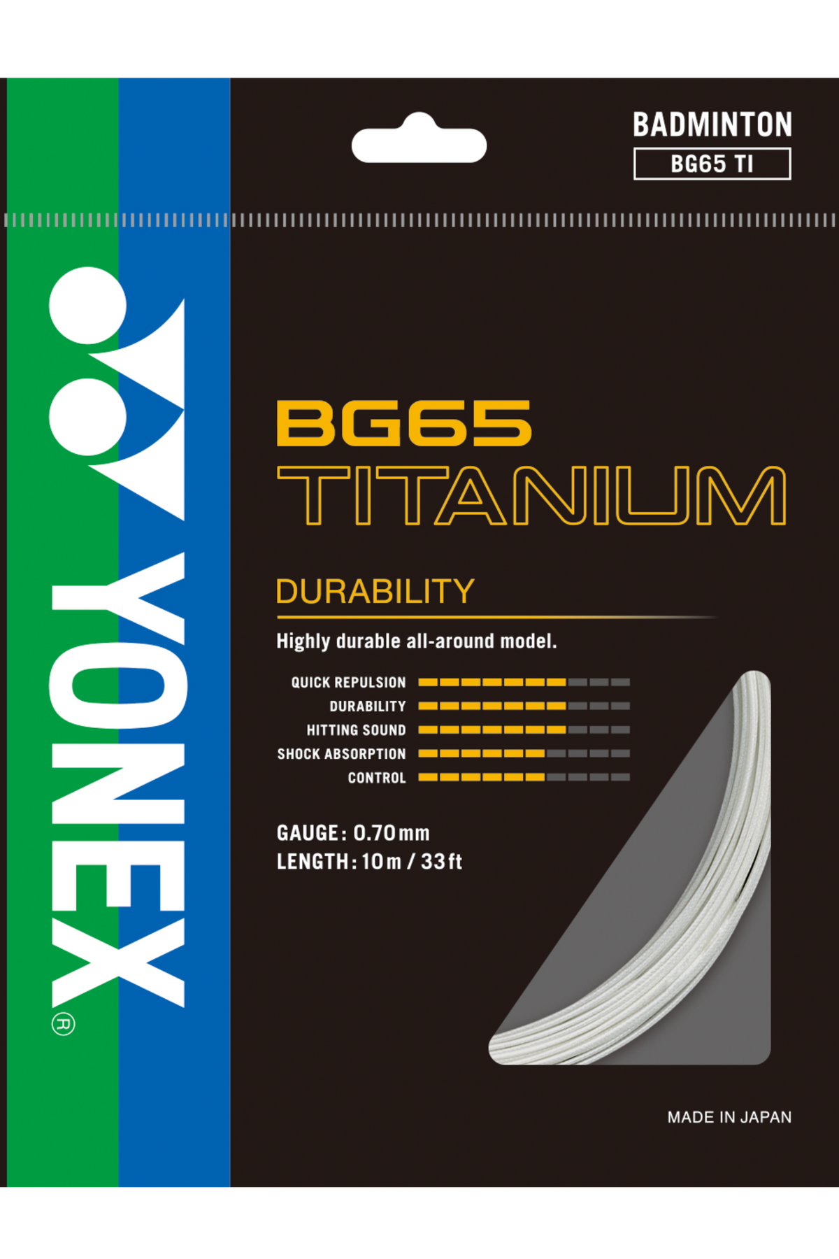 YONEX BG 65 TITANIUM (POWER & REPULSION) 0.70MM — product image 1