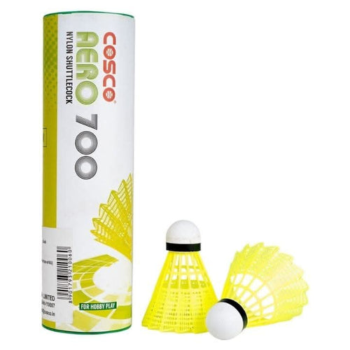 COSCO Aero 700 yellow nylon badminton shuttlecock with foam base
