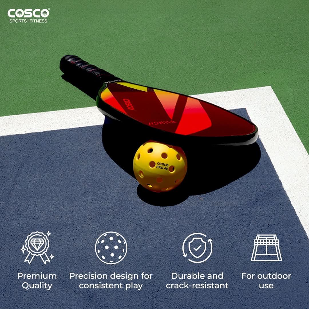 COSCO Pro 40 yellow pickleball – pack of 6, image 2