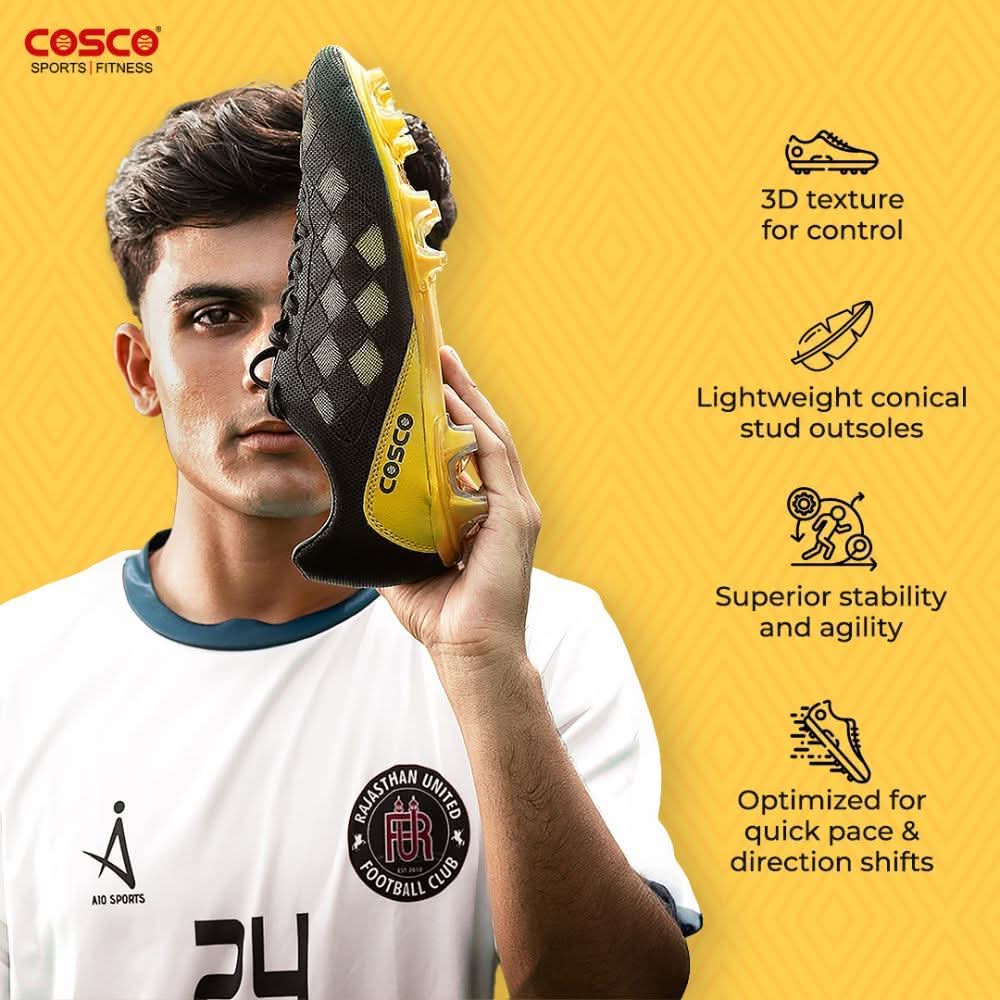 COSCO Soccer Hyper black football shoes, UK sizes 4–10 – image 5
