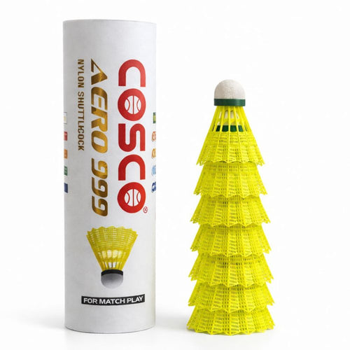 COSCO AERO 999 Match Play nylon badminton shuttlecock pack of 6, front view
