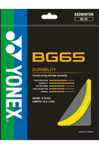 YONEX BG65 badminton string in yellow, 0.70 mm, official product image