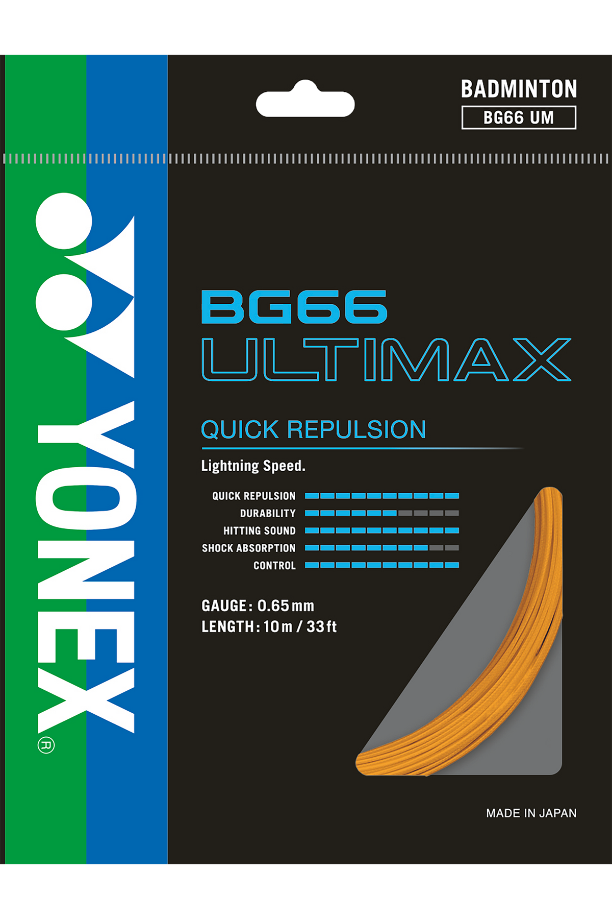 YONEX BG66 Ultimax badminton string, Orange